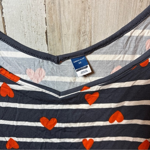 Sunday Sleep Tank From Old Navy Blue Stripe With Orange Hearts 4X - Picture 2 of 16